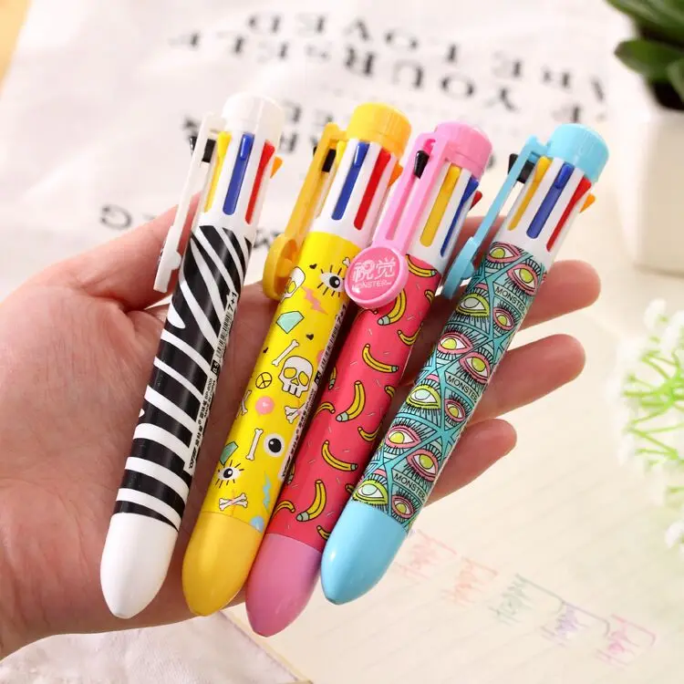 

Bts 8 Color Ballpoint Pen ball point pen Cute Multicolor Press ball point pen student Writing Supplies School Stationery Kawaii