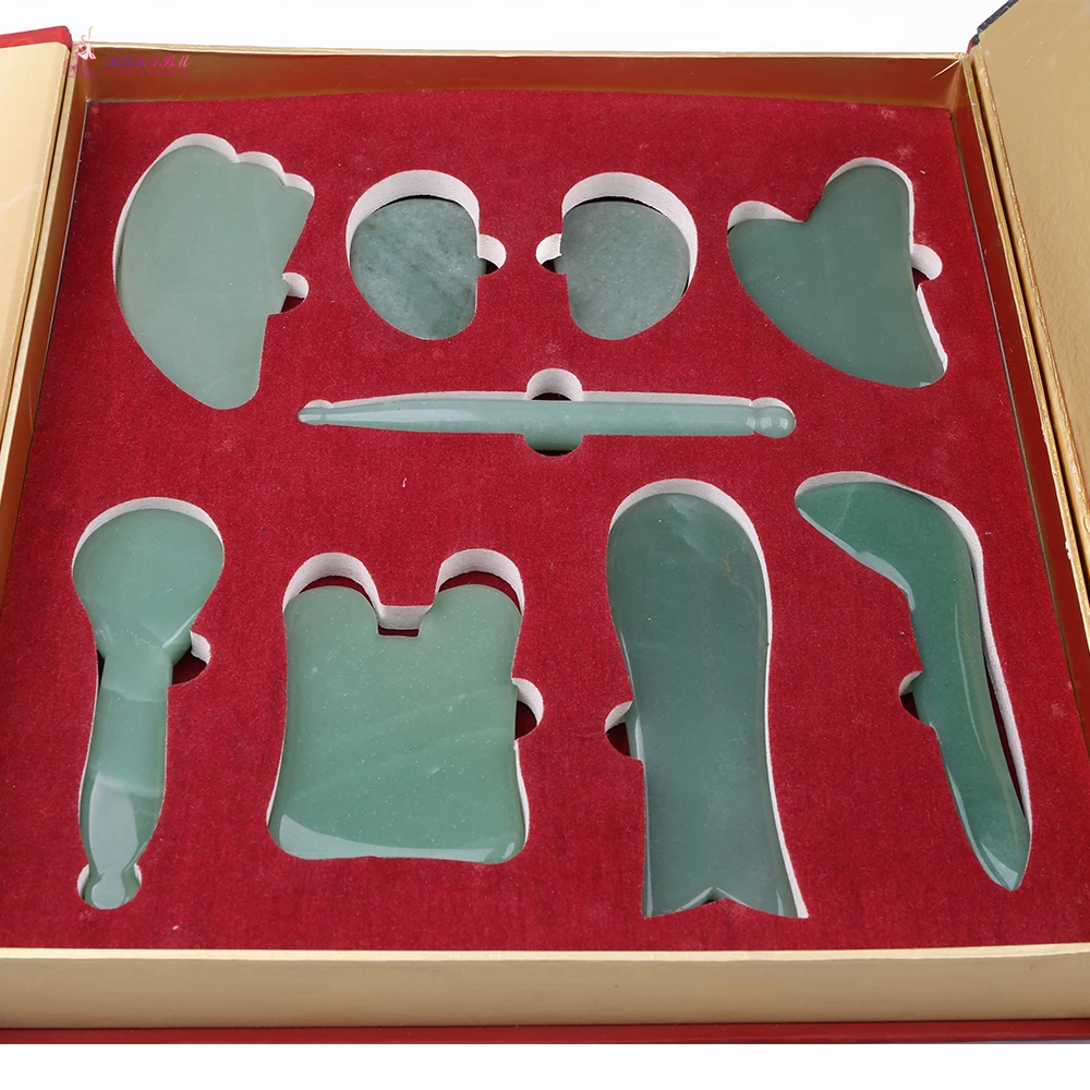 Various shape function green aventurine or rose quartz guasha tool set with retail box Various shape function green aventurine or rose quartz guasha tool set with retail box