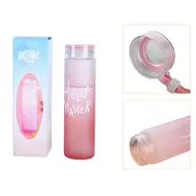 Градиентная цветная стеклянная бутылка для воды, свежая ледяная бутылка, бутылка для питьевой воды с мягкой силиконовой ручкой, туристическая принадлежность 420 мл