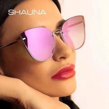 Шауна негабаритный кошачий глаз солнцезащитные очки Женские Модные фиолетовые зеркальные оттенки градиент