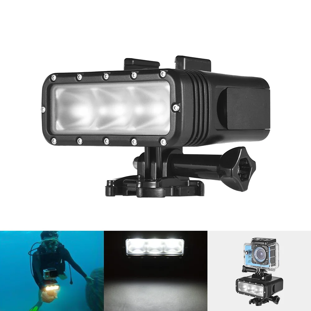 Underwater 40M Diving Waterproof Action Camera LED Video Light Dimmable Lamp for GOPRO 7 or Any
