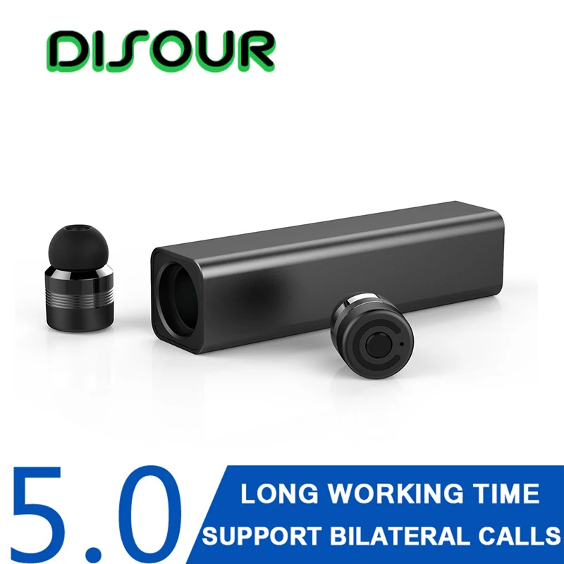 Disour наушники вкладыши TWS с V5.0 Bluetooth мини стерео хэндс фри набор бинауральные