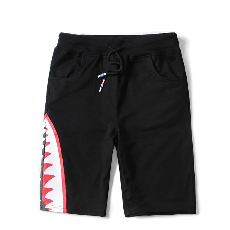 Летние повседневные штаны и свободные Молодежные предложение с эластичной резинкой на талии, с принтом из хлопка и Для мужчин s Акула шорты Горячая Распродажа Homme