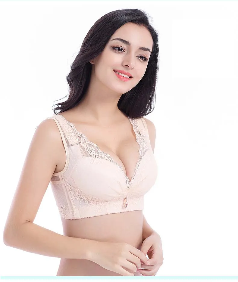 Queenral Plus Size Bras For Women 46 48 50 CDE Cup Bralette Push Up Bra Underwear Brassiere Sexy Lace Lingerie Wire Free Bra    15