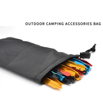 

Outdoor Portable Camping Hiking Gadget Pouch Durable Tent Stake Bag Tent Pegs Nails Stake Enhanced Drawstring Closure Storage
