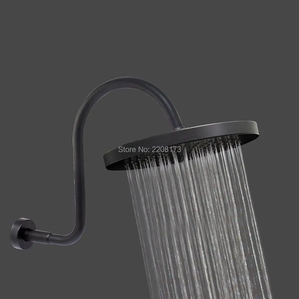 spesifikasi Smesiteli Garansi 10 Tahun Soild Kuningan Matte Hitam Hujan Shower Kepala dan S Shower Lengan dengan Fungsi Tunggal Valve Shower set