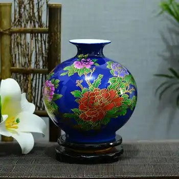 New Chinese Style Jingdezhen China Red crystal glaze flowers bloom vase modern home decoration handicraft living room decoration