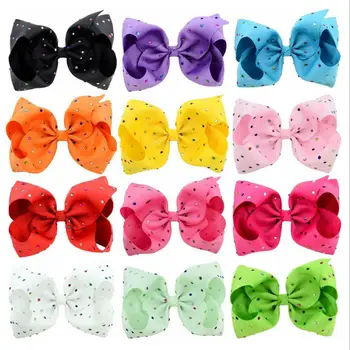 

12PCs 8inches Baby Girl Handmade Bows Clips Hairpins Metal Alligator Hair Bows Clip Girl Rhinestone Hairbows Hair Accessories