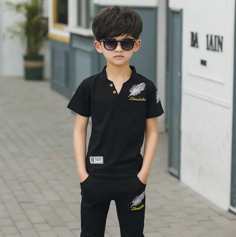 Г., комплект летней одежды для мальчиков, комплекты из 2 предметов Модный хлопковый комплект одежды с принтом радуги для детей, черный/белый/черный - Цвет: black