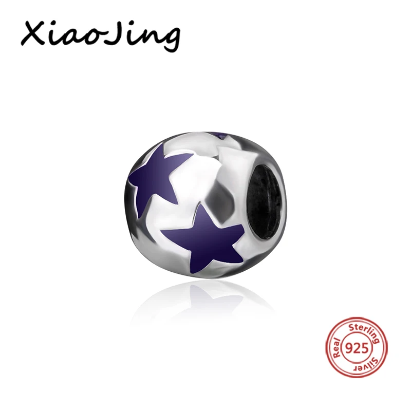 

New Collection 925 Sterling Silver Purple Star Charm Bead Fit Authentic European Bracelets Diy Jewelry Making For Gift