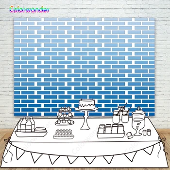 

Photog Backdrop Blue Bricks Wall Sesame Street Portrait Photography Background Customized Photographic Backdrops For Kids Party