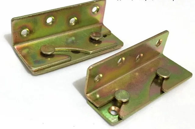 Wood Bed Rail Bracket Fitting Snap Connectors Brass Tone 4 