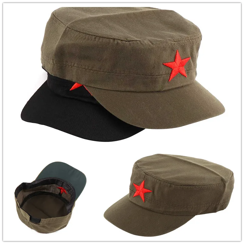 1pcs China Red Army Cotton Cap Hat Red Star Chairmen Mao Communist Party Men's Gift Personality Casual Visor