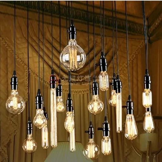 Акция 18 шт. полный комплект 110 В/220 В Эдисона комбинированный шелк античный/Винтаж лампы подвесные светильники лампа