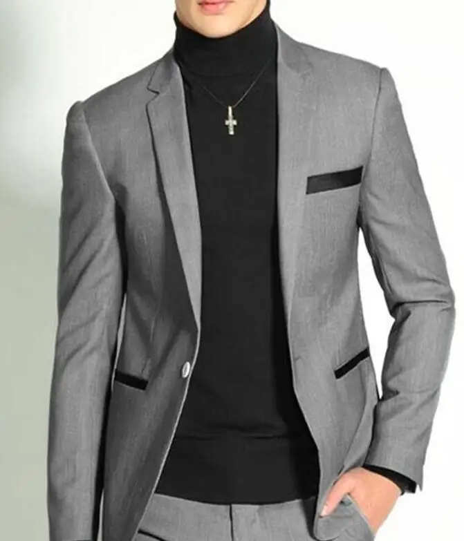 Серый индивидуальный заказ мужские повседневные Костюмы с брюками мальчишник смокинг костюм выпускной мужской костюм смокинг Костюмы