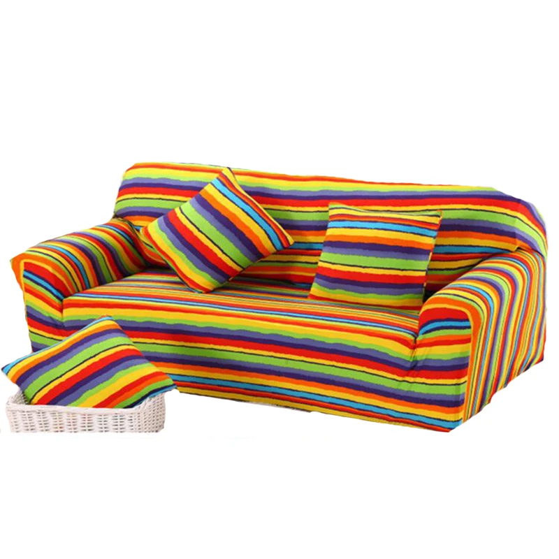 Rainbow Children Polyester Sofa Cover Big Elasticity Flexible Couch