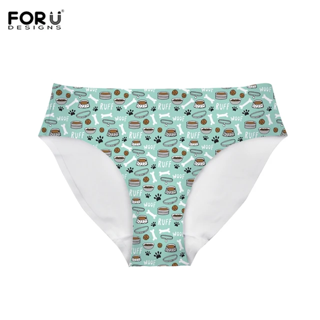 FORUDESIGNS/женские трусики с рисунком собаки из мультфильма, аксессуары с принтом костей для девочек-подростков, дышащее бесшовное сексуальное нижнее белье, трусики - Цвет: HM7568AM