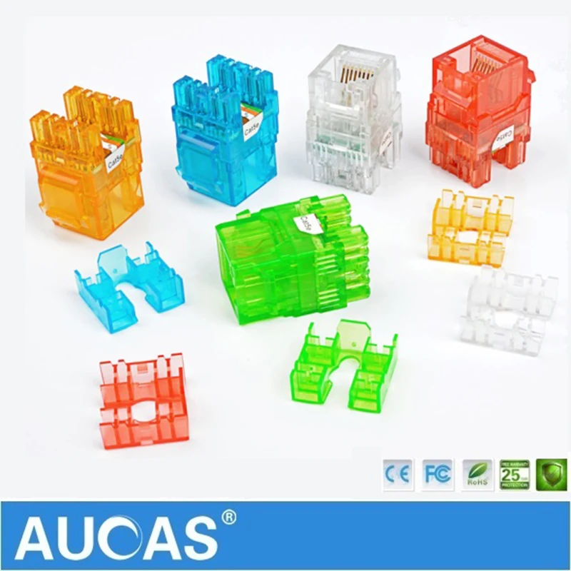 12 шт. AUCAS гигабитная красная CAT5E RJ45 Keystone Jack неэкранированная прозрачная модульная
