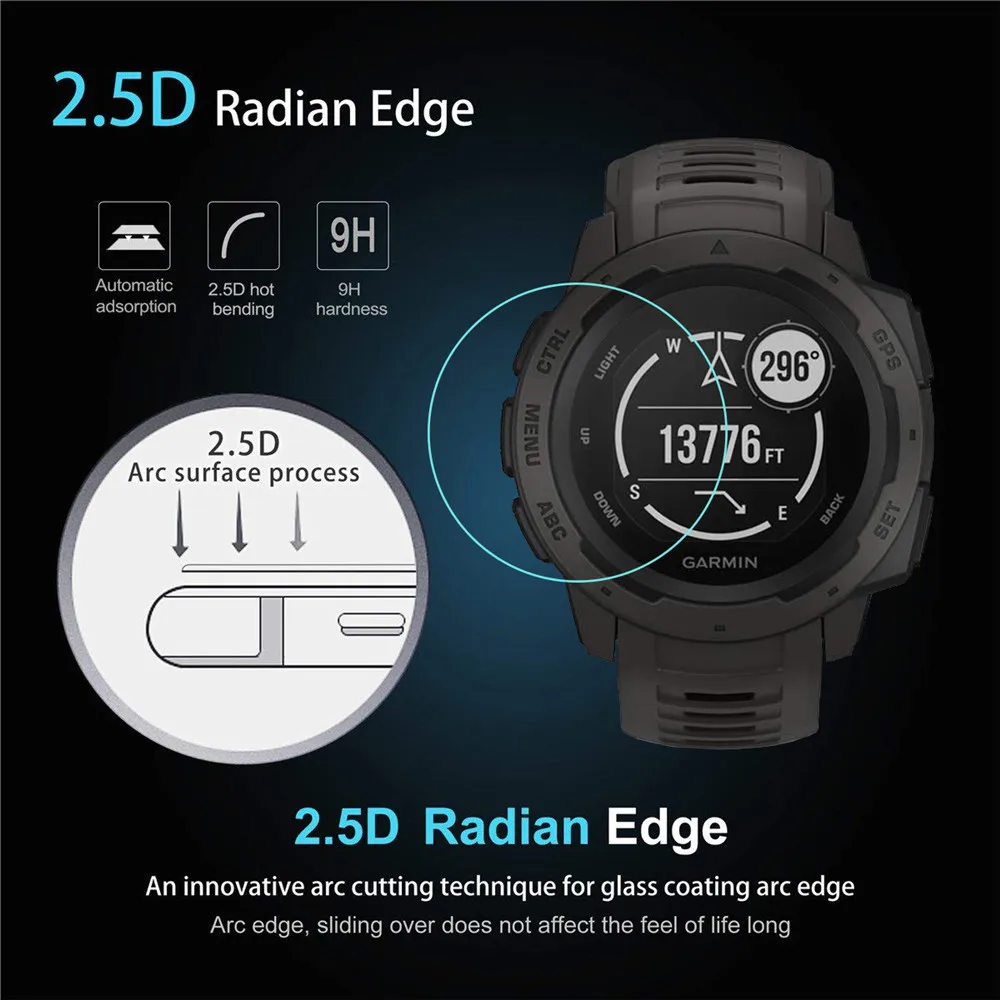 5 шт. полноэкранная Защитная пленка для часов Garmin Instinct HD 9H 2.5D закаленное защитное