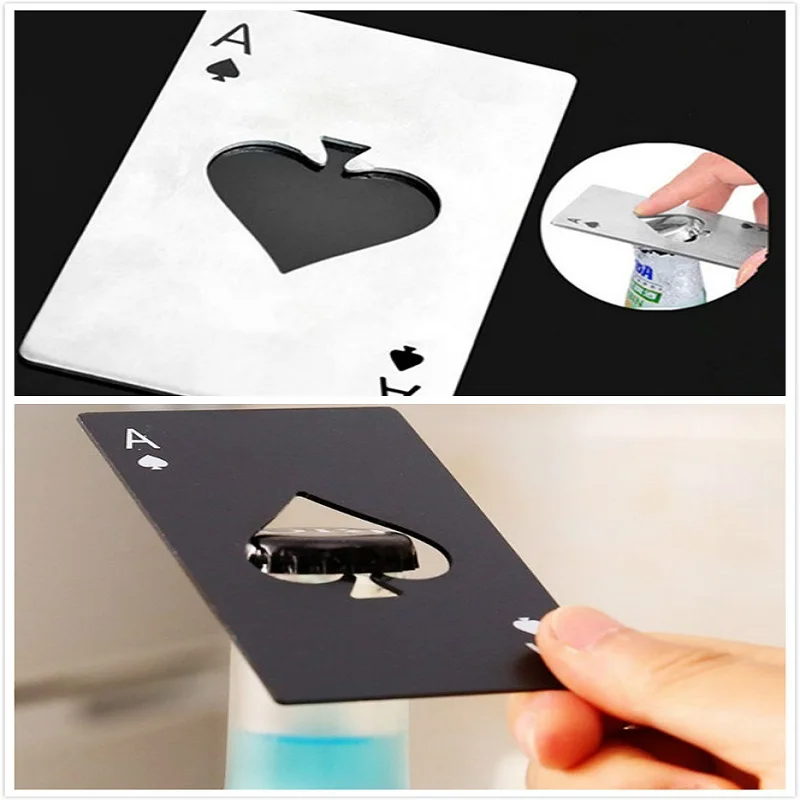 

Portable Stainless Steel Poker Playing Card A of Spades Tool Soda Beer Bottle Cap Opener Gift Bar Tools Kitchen