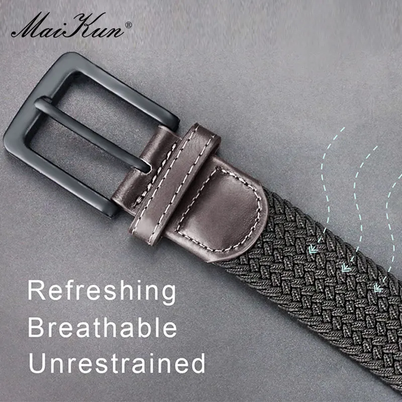 MaiKun Canvas Belts for Women Fashion Elastic Female Belt Metal Pin Buckle Military Tactical Strap for Pants Jeans