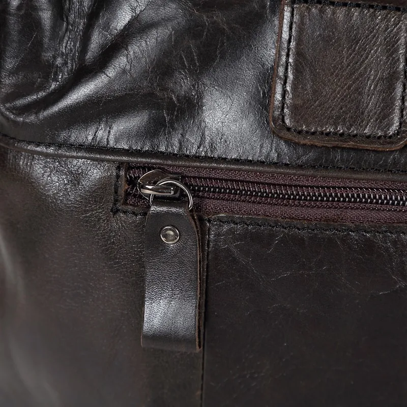 Винтажные темно-кофейные мужские сумки-мессенджеры из натуральной воловьей кожи 14 дюймов, портфель для ноутбука# M260