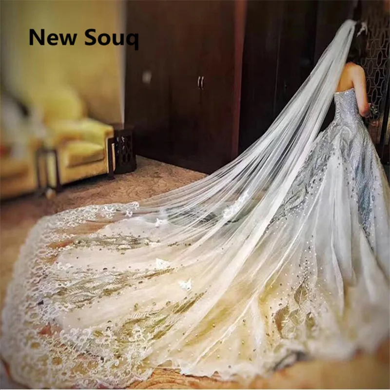

Exquisite 3.5M Cathedral Veil Applique Lace Wedding Veil With Comb Church Garden Bridal Veil Wedding Accessories