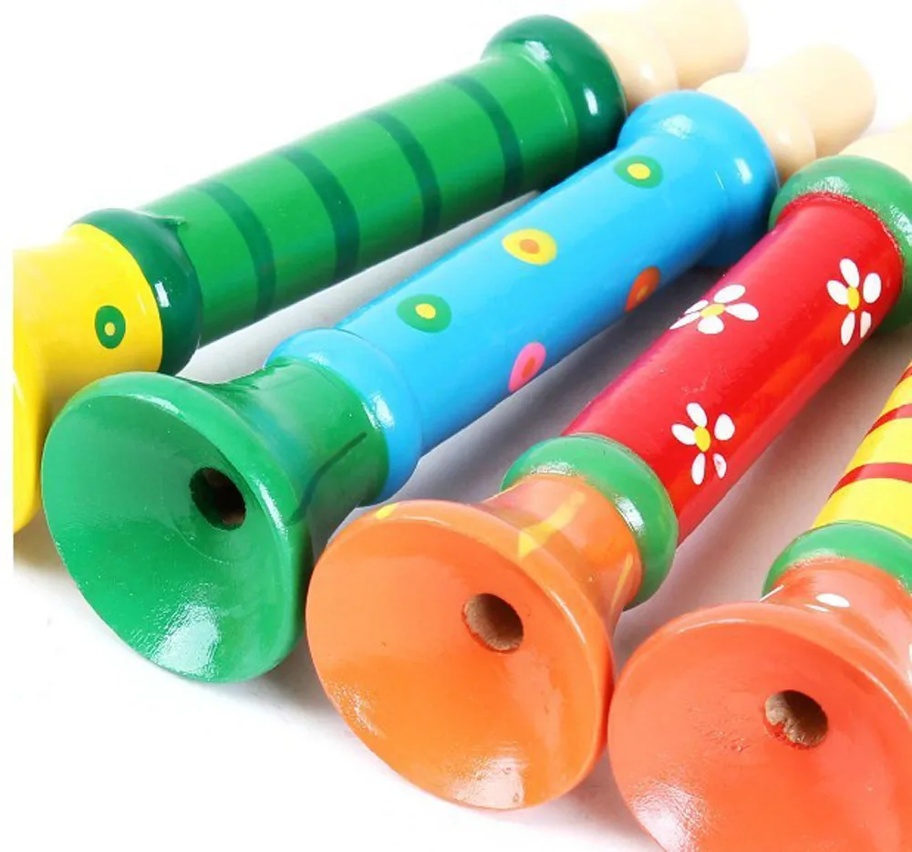 Игрушка музыкальный инструмент многоцветные детские деревянные рога Hooter инструменты, труба музыкальные игрушки обучение и образование