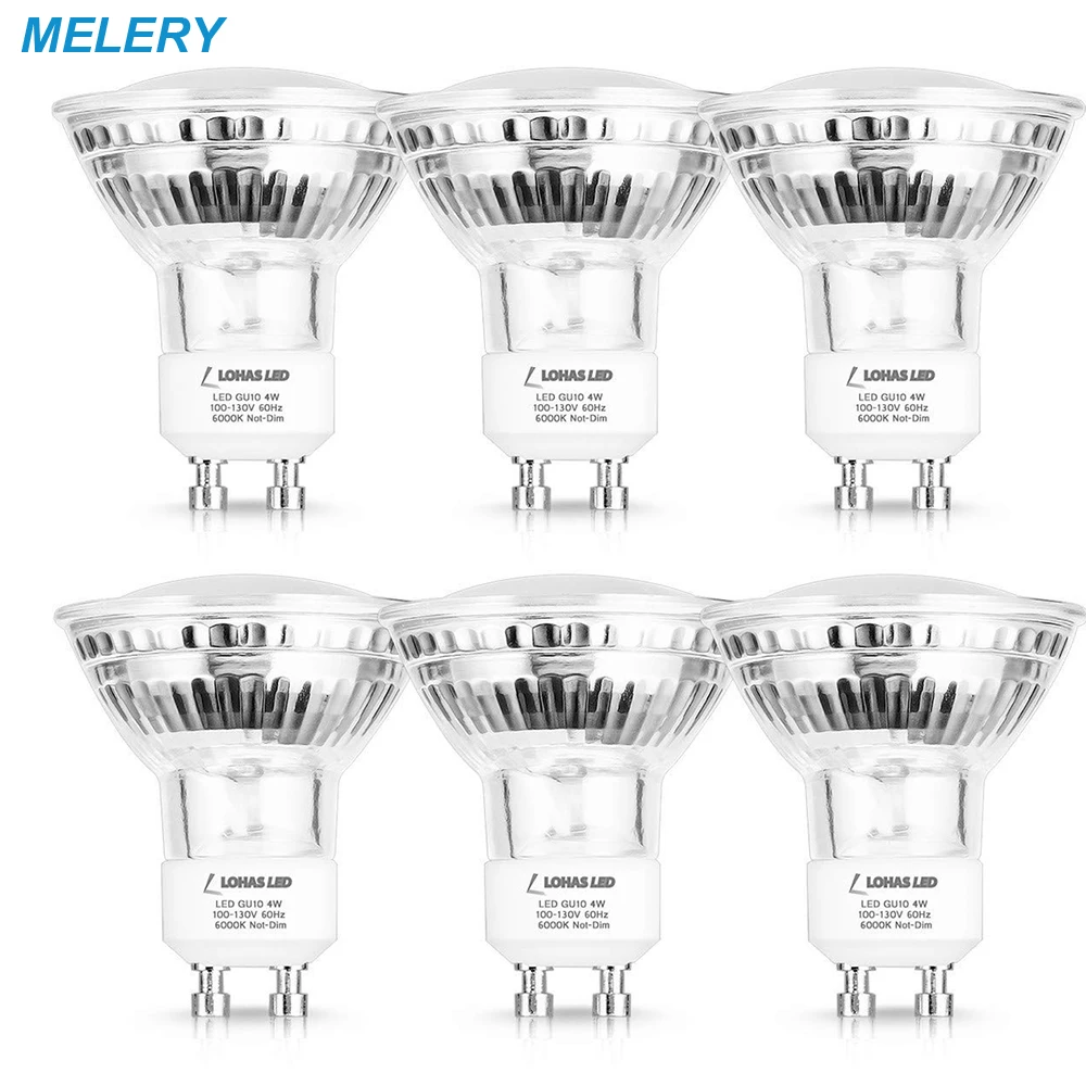 

LED Light Bubls GU10 Track Lighting 40W Halogen Equivalent Daylight White 6000K 4W LED Spotlight Lamp for Pedant Fixtures-6Pack