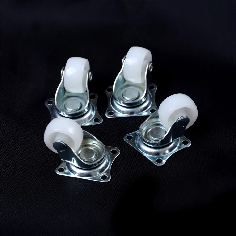 4pcs PP Nylon10kg Universal Swivel Casters 1" Wheels White Roller Wheel
