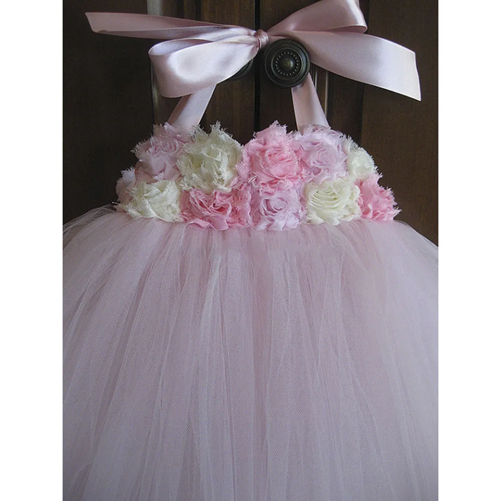 Princess Flower Girl Ball Gown Dress Kids Wedding Junior Bridesmaid Birthday Party Tutu Dress Pink Girl Knee Length Dress Robe (4)