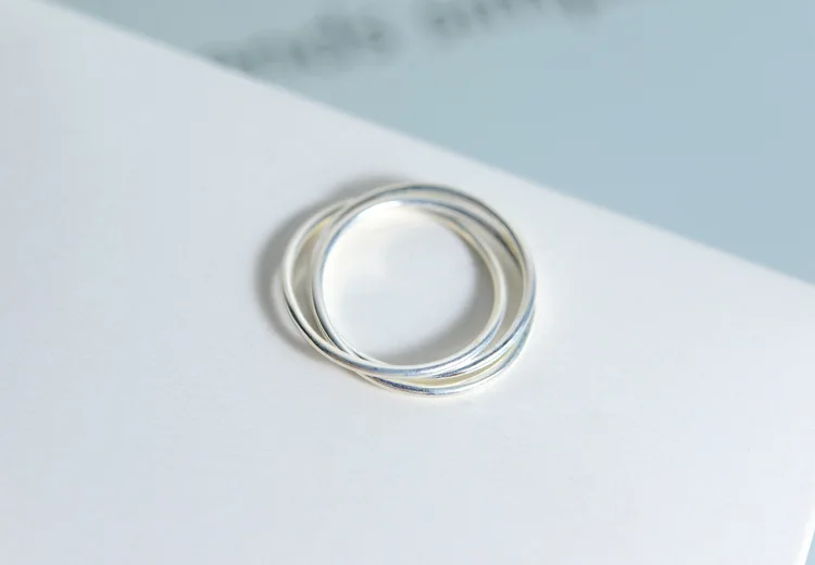 925 пробы серебро Классический три кольца простой минималистский женский