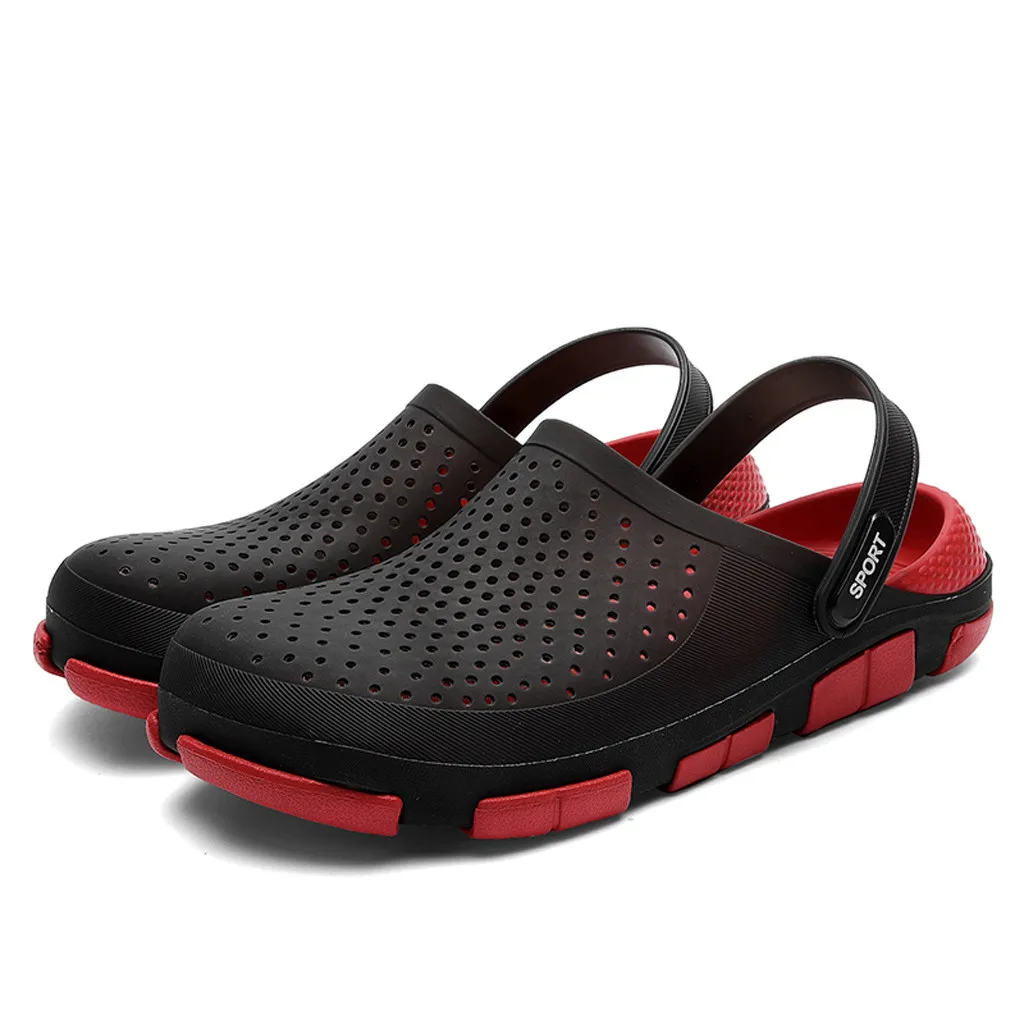 Sommer Casual männer Atmungs Loch Schuhe Faul Strand Haus Hausschuhe Nicht-slip Flip-Flops Eva Hausschuhe 2019 Hohe Qualität 20