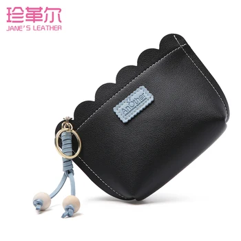 

JANE'S LEATHER Women's Coin Purse Change Wallet Cards Holder Cash Bills Bag Earphone Package Carteira Feminina Femme Keychain