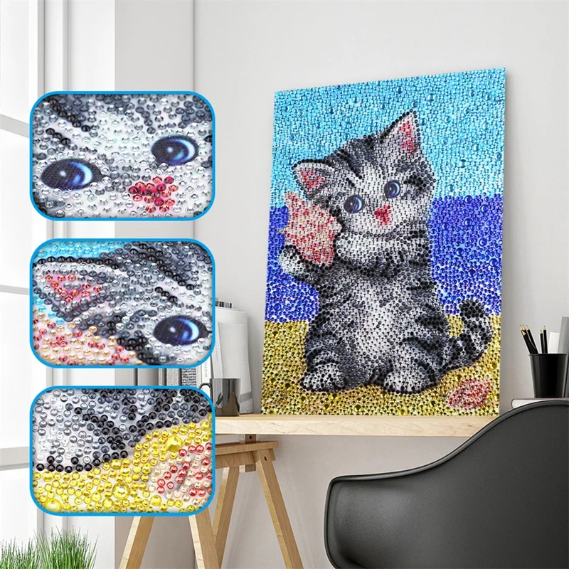 

Animal Full Beach Cat Picture 5D Diamond DIY Diamond Painting Special Diamond Embroidery Rhinestones Cross Stitch Kits Crafts