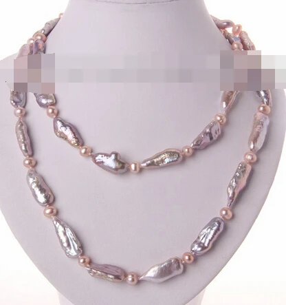 

huij 003119 stunning long 36" big baroque purple freshwater pearl necklace