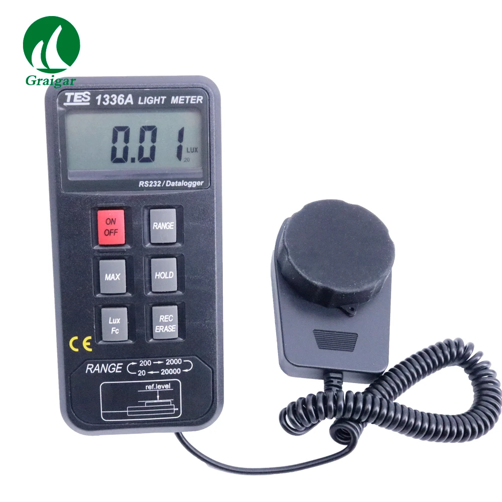 

TES-1336A Portable Digital Light Meter TES1336A Digital LUX Meter Datalogging Light Meter Measuring Range 20/200/2000/20000 Lux