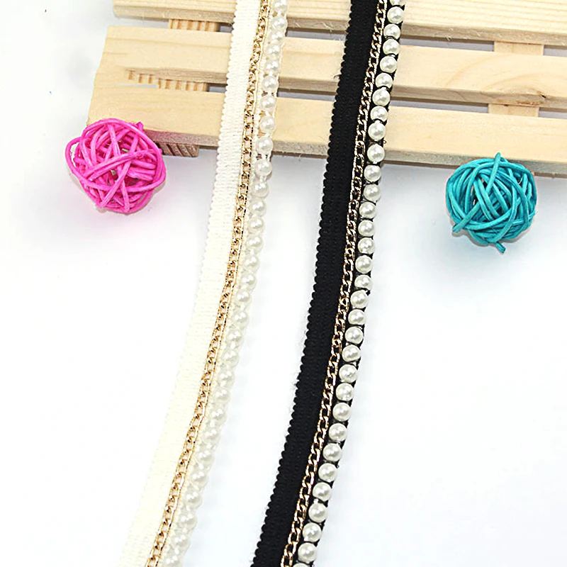 

Hot Sale Pearl Chain Lace Ribbon Tape width 20MM lace fabric Trim Ribbons for DIY Sewing Garments Handmade Clothing Accessories