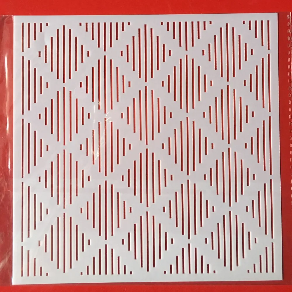 

New 15cm Square Line Texture DIY Layering Stencils Wall Painting Scrapbook Coloring Embossing Album Decorative Card Template