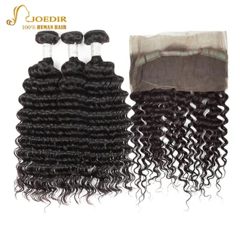 

Joedir Hair Brazilian Deep Wave Human Hair Weave Bundles With Frontal 360 Lace Frontal Closure With Bundles Non Remy