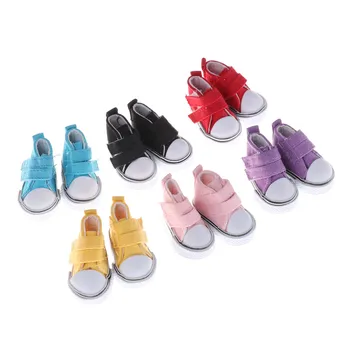 

One Pair Assorted 6 Color 5cm Canvas Shoes For Doll Fashion Mini Toy Shoes Sneaker For Doll Shoes For Russian Doll