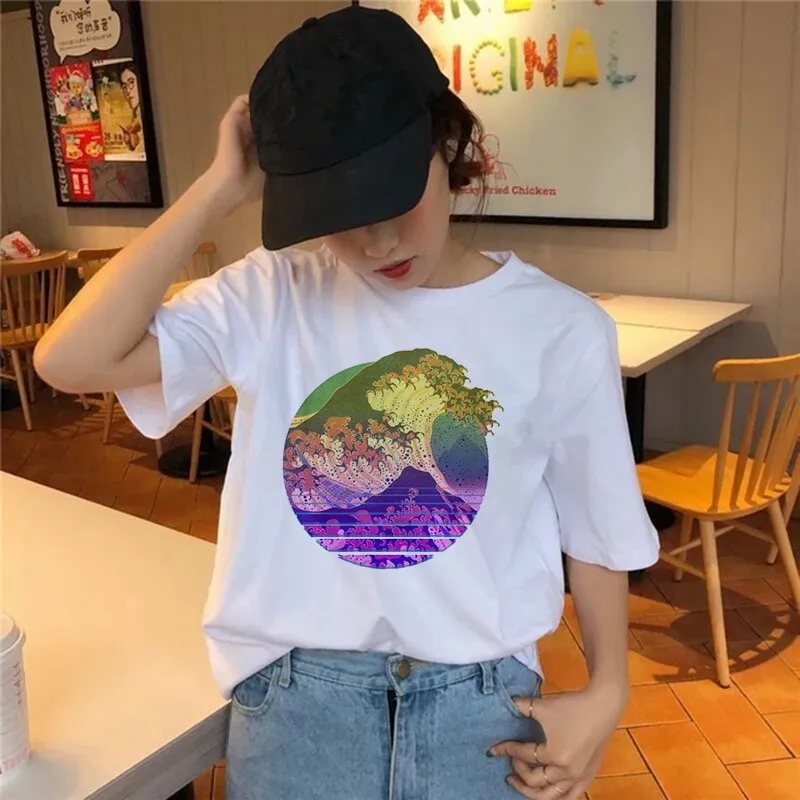 Vaporwave Футболка Harajuku Ulzzang Tumblr Женская футболка Летняя забавная с эстетическим