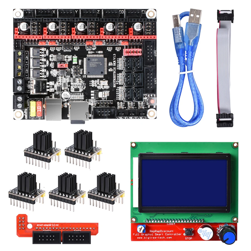 BIGTREETECH SKR V1.3 плата 32-битная сглаживающая плата+ 12864 lcd+ TMC2130/TMC2208/A4988 Драйвер Reprap MKS GEN L PRO для деталей 3d принтера