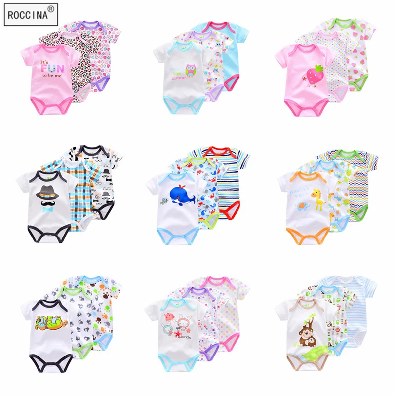 

3Pcs/lot Baby Romper Girl Boy Short Sleeve Leopard Print Spring Summer Baby Clothing Set for Newborn Next Jumpsuits & Rompers