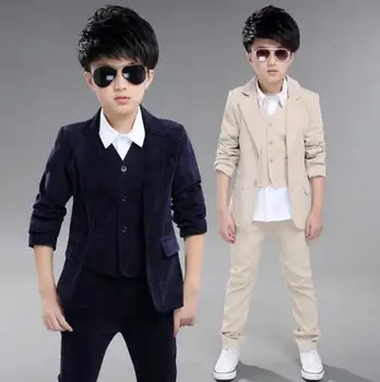 

5-12 Years Children's Leisure Clothing Sets Boys Children Big Boys Suit Gentleman Spring Clothes Coat+Pants+vest 3pcs Sets