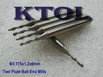 

Tungsten Carbide Cutter-3.175x1.2x6MM 2 Flutes Ball Nosed Carbide End Mills Cutter Set, Wood CNC Millinging Tools for 3D Relief