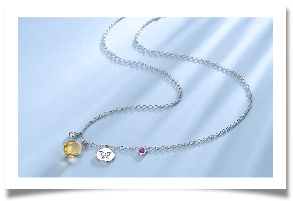 UMCHO 4.94ct капли натуральный цитрин 925 пробы серебряные ожерелья и подвески для женщин рубиновый камень ручной работы ювелирные изделия вечерние подарок