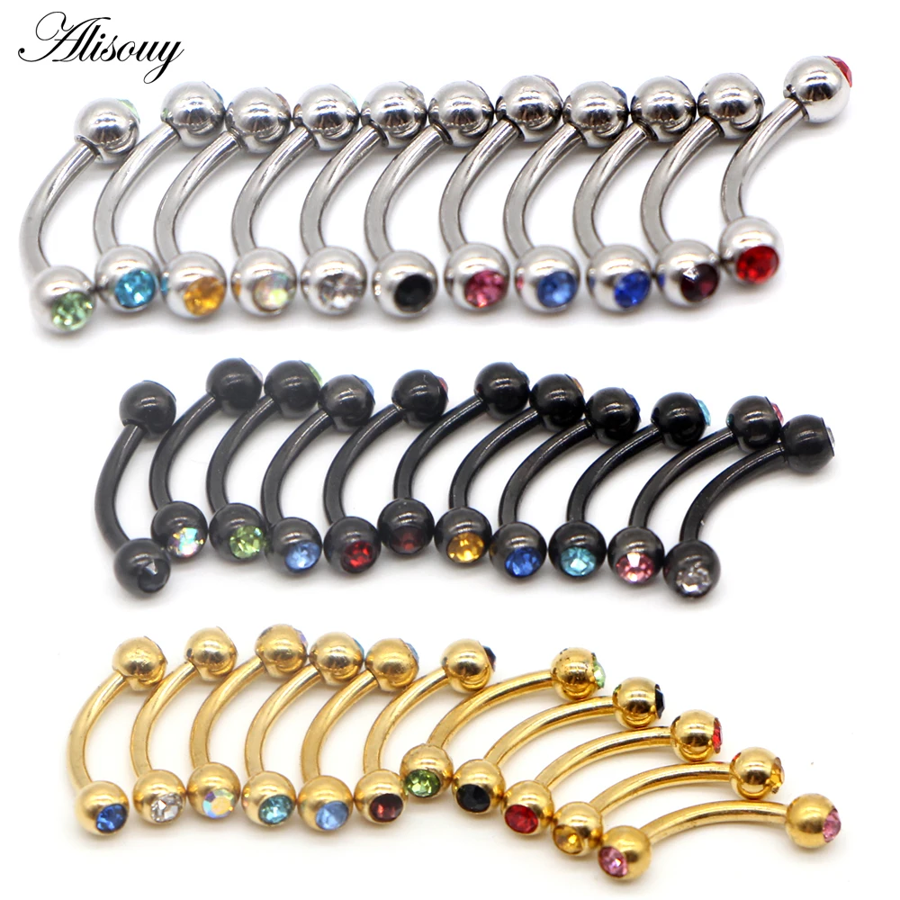 Alisouy 1PCS Surgical Stainless Steel Eyebrow Nose Lip Captive Bead Ring Tongue Piercing Tragus Cartilage Earring Body Jewelry