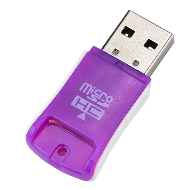 Высокое качество кард-ридер фиолетовый мини USB 2,0 высокоскоростной Micro SD TF T-Flash кард-ридер адаптер для компьютера l1026#2