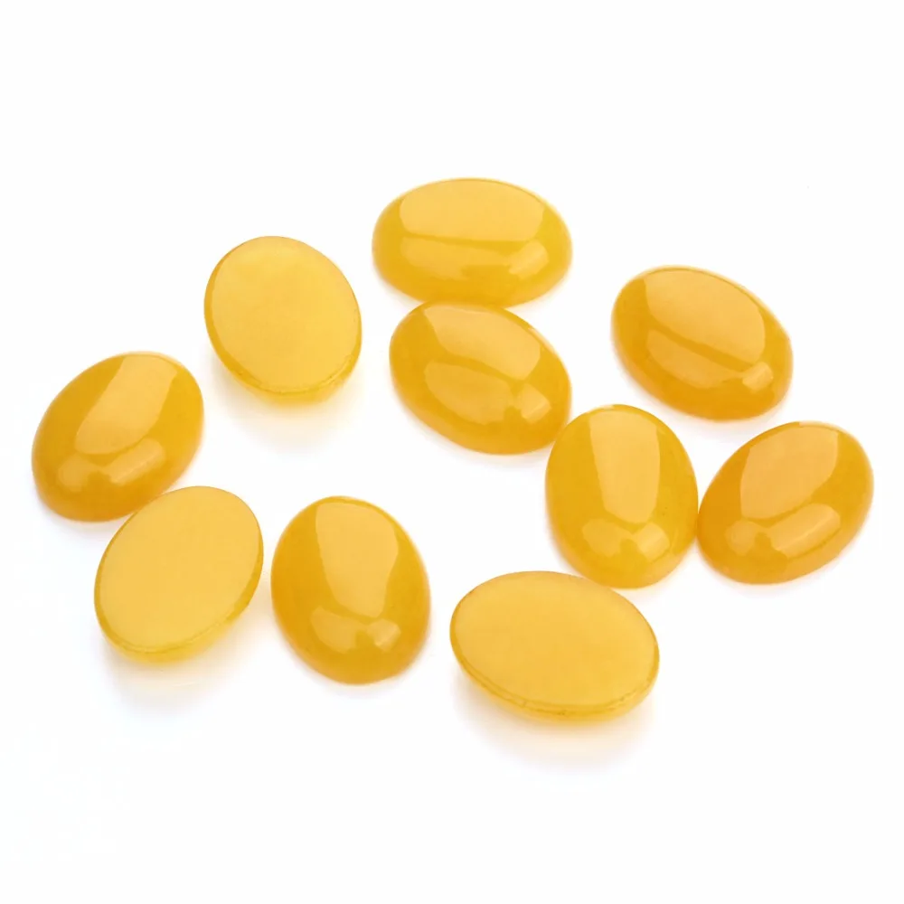 

LOULEUR 10pcs Oval Natural Stone Cabochons Flat Round Yellow Bulk Crystal Quartz Druzy Cabochon Cameo Jewelry Settings Base